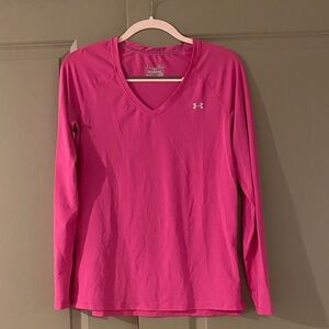 Under Armour Women's Pink Long Sleeve V-Neck Tee